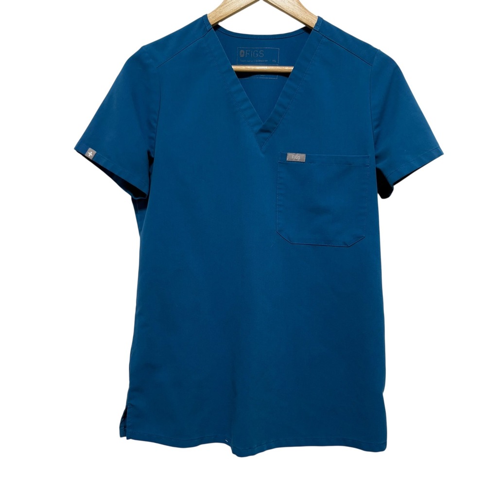 Figs Womens Scrub‎ Top XS Blue Catarina One Pocket Classic Fit Medical Nursing